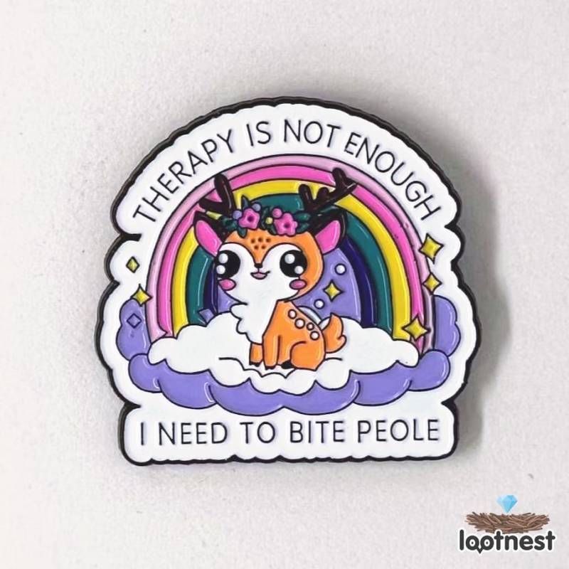 Emaille Pin "Therapy Is Not Enough - I Need To Bite People" | Lustiger Hund Beutenest von lootnest