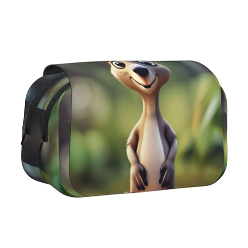Lustiges Federmäppchen mit Cartoon-Känguru-Zoo-Motiv, großes Fassungsvermögen, Marker-Tasche, Schreibwaren-Organizer-Tasche, tragbare Büro-Stifttasche von Lootpe