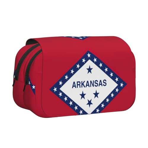 lootpe Arkansas Federmäppchen mit Staatsflaggen-Druck, großes Fassungsvermögen, Markertasche, Schreibwaren-Organizer-Tasche, tragbare Büro-Stifttasche von Lootpe