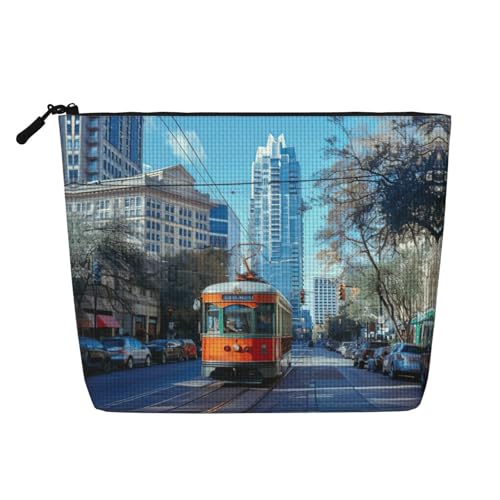 lootpe Austin Reise-Make-up-Tasche mit Texas-Druck, große Kapazität, Kosmetiktaschen für Damen, tragbare Kosmetiktasche, Kulturbeutel von Lootpe
