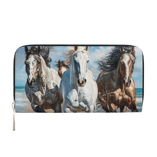 lootpe Damen-Geldbörse mit Pferdemotiv und Kunstdruck, Kreditkartenhalter, Handygeldbörse, lange Clutch von Lootpe