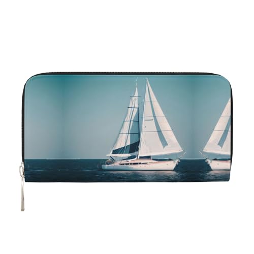 lootpe Damengeldbörse mit Segelboot-Schiff, Querformat, Kreditkartenhalter, Handygeldbörse, lange Clutch-Handtasche von Lootpe