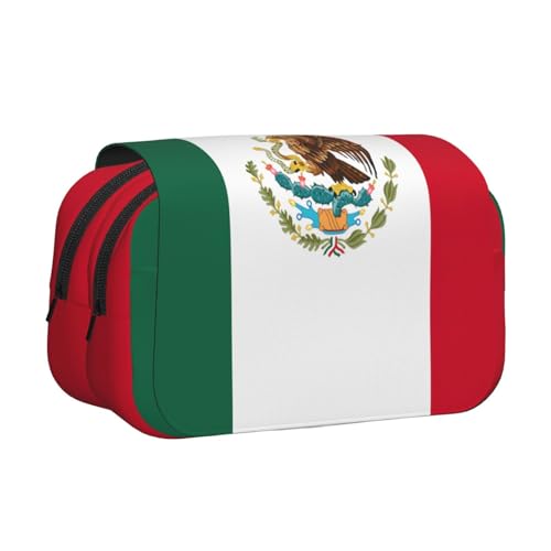 lootpe Federmäppchen, Motiv: Flagge von Mexiko, großes Fassungsvermögen, Markertasche, Schreibwaren-Organizer-Tasche, tragbare Büro-Stifttasche von Lootpe