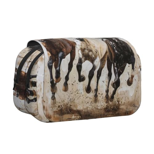 lootpe Federmäppchen, Motiv: Pferde, mit Kunstdruck, großes Fassungsvermögen, Markertasche, Schreibwaren-Organizer-Tasche, tragbare Büro-Stifttasche lootpe Federmäppchen, Motiv: Pferde, mit Kunstdruck, großes Fassungsvermögen, Markertasche, Schreibwaren-Organizer-Tasche, tragbare Büro-Stifttasche von Lootpe