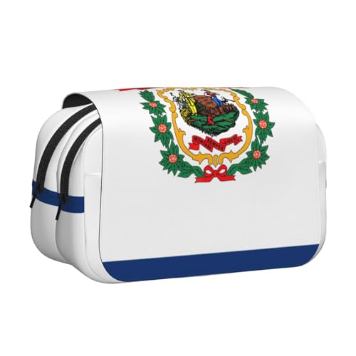 lootpe Federmäppchen, Motiv: West-Virginia-Flagge, großes Fassungsvermögen, Markertasche, Schreibwaren-Organizer-Tasche, tragbare Büro-Stifttasche von Lootpe