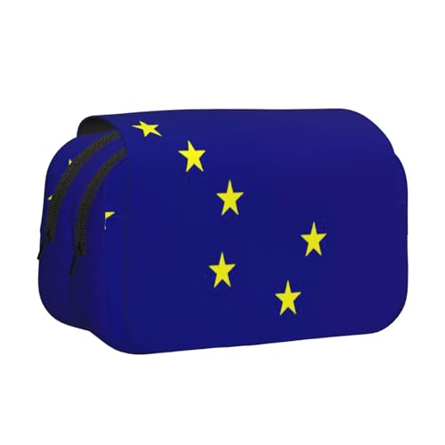 lootpe Federmäppchen mit Alaska-Staatsflaggen-Druck, großes Fassungsvermögen, Markertasche, Schreibwaren-Organizer-Tasche, tragbare Büro-Stifttasche von Lootpe