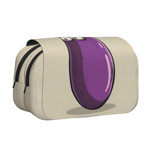 lootpe Federmäppchen mit Cartoon-Auberginen-Druck, großes Fassungsvermögen, Marker-Tasche, Schreibwaren-Organizer-Tasche, tragbare Büro-Stifttasche von Lootpe