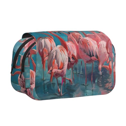 lootpe Federmäppchen mit Flamingo-Druck, großes Fassungsvermögen, Markertasche, Schreibwaren-Organizer-Tasche, tragbare Büro-Stifttasche von Lootpe