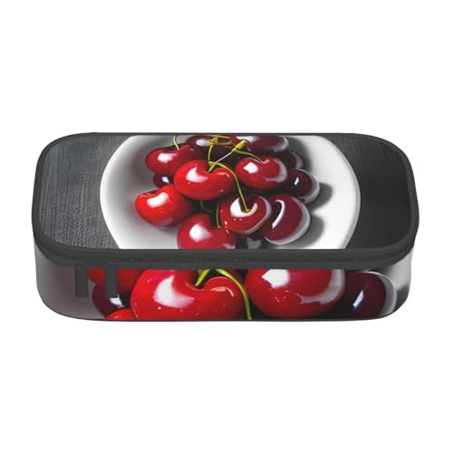 lootpe Federmäppchen mit Frischem Kirsch-Druck, großes Fassungsvermögen, Bürobedarf-Organizer, tragbare Stifttasche für Büro von Lootpe