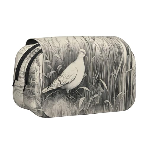 lootpe Federmäppchen mit Gras- und Taubenmotiv, großes Fassungsvermögen, Markertasche, Schreibwaren-Organizer-Tasche, tragbare Büro-Stifttasche von lootpe