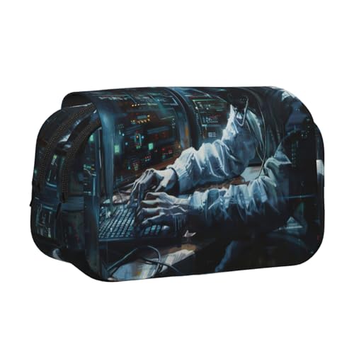 lootpe Federmäppchen mit Hacker-Angriffs-Aufdruck, großes Fassungsvermögen, Markertasche, Schreibwaren-Organizer-Tasche, tragbare Büro-Stifttasche von Lootpe