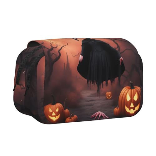 lootpe Federmäppchen mit Halloween-Flamingo-Hexenhut, großes Fassungsvermögen, Markertasche, Schreibwaren-Organizer-Tasche, tragbare Büro-Stifttasche von Lootpe
