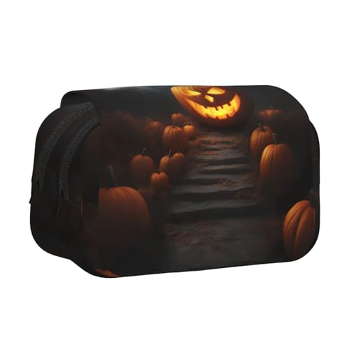 lootpe Federmäppchen mit Halloween-Kürbis-Druck, großes Fassungsvermögen, Marker-Tasche, Schreibwaren-Organizer-Tasche, tragbare Büro-Stifttasche von Lootpe