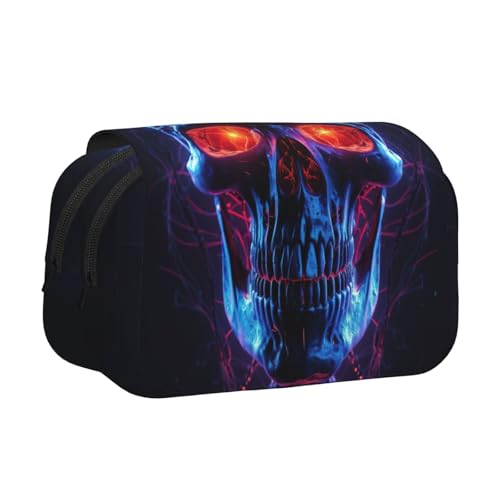 lootpe Federmäppchen mit Halloween-Totenkopf-Aufdruck, großes Fassungsvermögen, Marker-Tasche, Schreibwaren-Organizer-Tasche, tragbare Büro-Stifttasche von Lootpe