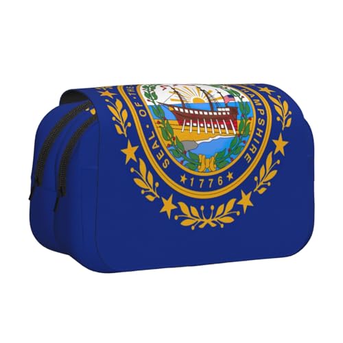 lootpe Federmäppchen mit Hampshire-Staatsflaggen-Druck, großes Fassungsvermögen, Markertasche, Schreibwaren-Organizer-Tasche, tragbare Büro-Stifttasche von Lootpe