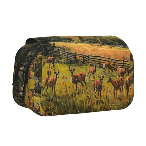 lootpe Federmäppchen mit Hirschmotiv, großes Fassungsvermögen, Markertasche, Schreibwaren-Organizer-Tasche, tragbare Büro-Stifttasche von Lootpe