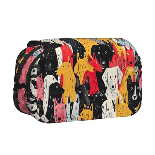 lootpe Federmäppchen mit Hundemuster, großes Fassungsvermögen, Markertasche, Schreibwaren-Organizer-Tasche, tragbare Büro-Stifttasche von lootpe