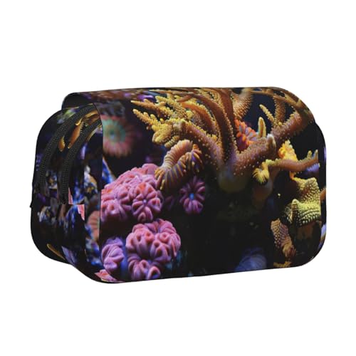 lootpe Federmäppchen mit Korallenriff-Aufdruck, großes Fassungsvermögen, Markertasche, Schreibwaren-Organizer-Tasche, tragbare Büro-Stifttasche von lootpe