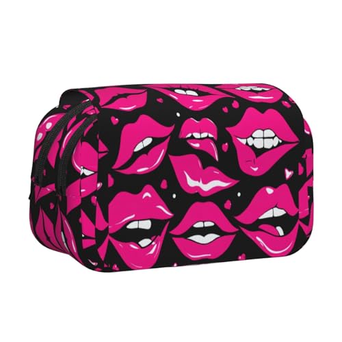 lootpe Federmäppchen mit Lippen-Aufdruck, großes Fassungsvermögen, Marker-Tasche, Schreibwaren-Organizer-Tasche, tragbare Büro-Stifttasche von lootpe