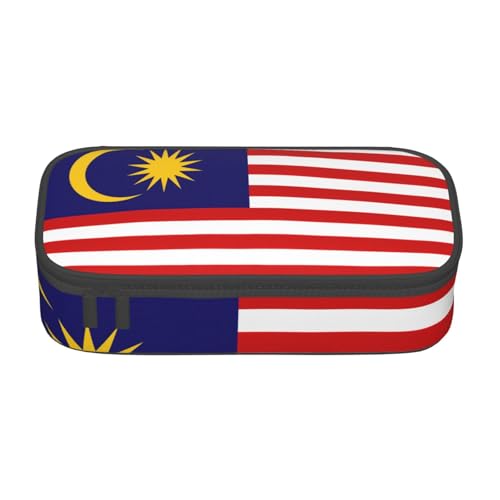 lootpe Federmäppchen mit Malaysia-Flaggen-Druck, großes Fassungsvermögen, Bürobedarf-Organizer, tragbare Stifttasche für Büro von lootpe