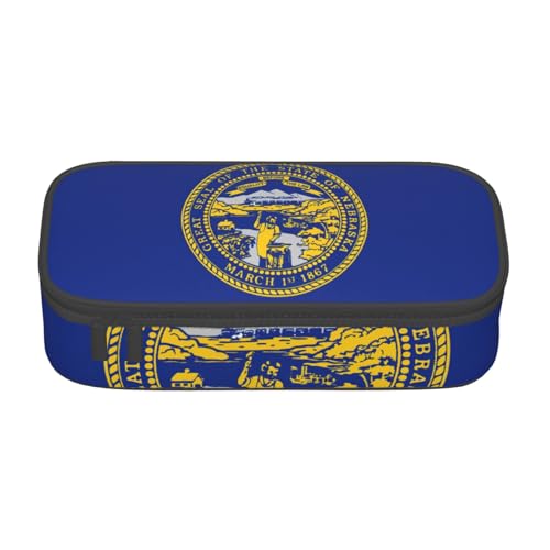 lootpe Federmäppchen mit Nebraska-Flaggen-Druck, großes Fassungsvermögen, Bürobedarf-Organizer, tragbare Stifttasche für Büro von Lootpe