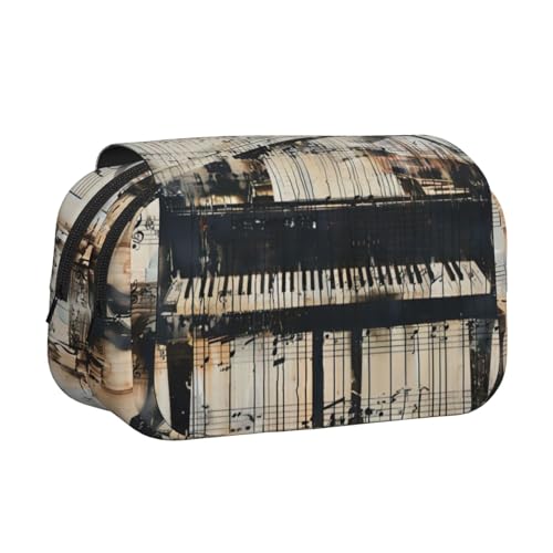 lootpe Federmäppchen mit Notenaufdruck, großes Fassungsvermögen, Markertasche, Schreibwaren-Organizer-Tasche, tragbare Büro-Stifttasche von Lootpe