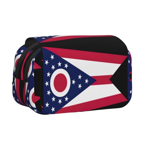 lootpe Federmäppchen mit Ohio-Flaggen-Druck, großes Fassungsvermögen, Markertasche, Schreibwaren-Organizer-Tasche, tragbare Büro-Stifttasche von lootpe