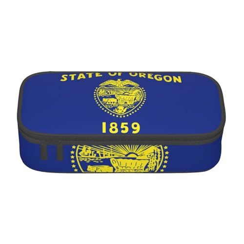 lootpe Federmäppchen mit Oregon-Flaggen-Druck, großes Fassungsvermögen, Büro-Schreibwaren-Organizer, tragbare Stifttasche für Büro von lootpe