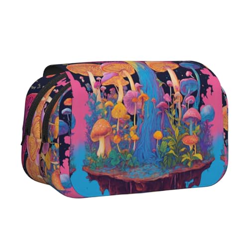 lootpe Federmäppchen mit Pilzdruck, großes Fassungsvermögen, Markertasche, Schreibwaren-Organizer-Tasche, tragbare Büro-Stifttasche von lootpe