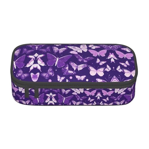 lootpe Federmäppchen mit Schmetterlings-Blumendruck, großes Fassungsvermögen, Bürobedarf-Organizer, tragbare Stifttasche für Büro von Lootpe