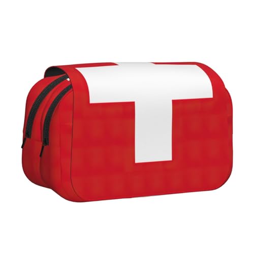 lootpe Federmäppchen mit Schweizer Flagge, großes Fassungsvermögen, Markertasche, Schreibwaren-Organizer-Tasche, tragbare Büro-Stifttasche von Lootpe