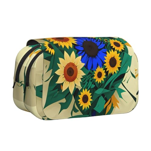 lootpe Federmäppchen mit Sonnenblumenmuster, großes Fassungsvermögen, Markertasche, Schreibwaren-Organizer-Tasche, tragbare Büro-Stifttasche von lootpe