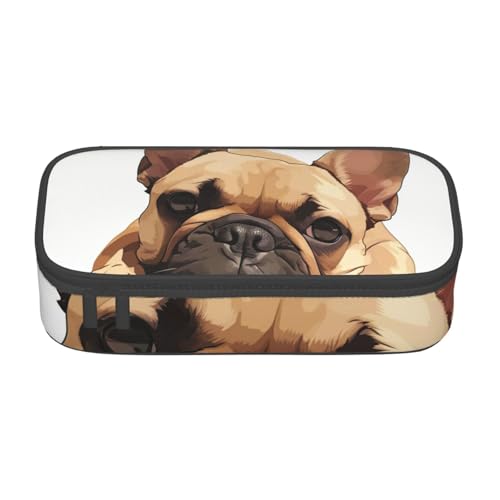 lootpe Federmäppchen mit Tiermotiv, französische Bulldogge, großes Fassungsvermögen, Bürobedarf-Organizer, tragbare Stifttasche für Büro von Lootpe