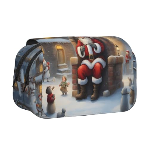 lootpe Federmäppchen mit Weihnachtsmann-Motiv, großes Fassungsvermögen, Markertasche, Schreibwaren-Organizer-Tasche, tragbare Büro-Stifttasche von Lootpe