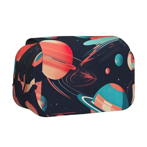 lootpe Federmäppchen mit Weltraumplaneten-Druck, großes Fassungsvermögen, Markertasche, Schreibwaren-Organizer-Tasche, tragbare Büro-Stifttasche von Lootpe