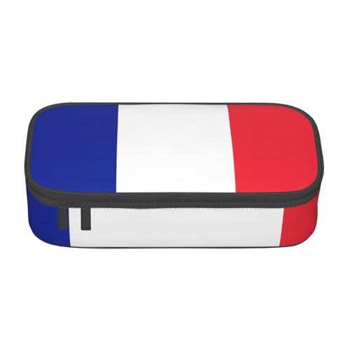 lootpe Federmäppchen mit französischer Flagge, großes Fassungsvermögen, Bürobedarf-Organizer, tragbare Stifttasche für Büro von Lootpe