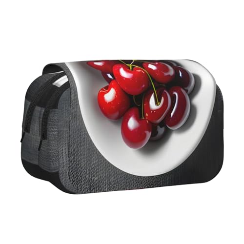 lootpe Federmäppchen mit frischem Kirsch-Aufdruck, großes Fassungsvermögen, Markertasche, Schreibwaren-Organizer-Tasche, tragbare Büro-Stifttasche von Lootpe