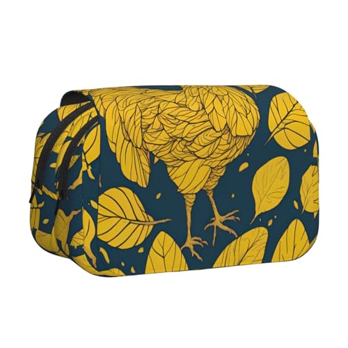lootpe Federmäppchen mit gelbem Blättermotiv, großes Fassungsvermögen, Markertasche, Schreibwaren-Organizer-Tasche, tragbare Büro-Stifttasche von Lootpe