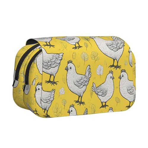 lootpe Federmäppchen mit gelbem Huhn-Aufdruck, großes Fassungsvermögen, Markertasche, Schreibwaren-Organizer-Tasche, tragbare Büro-Stifttasche von lootpe