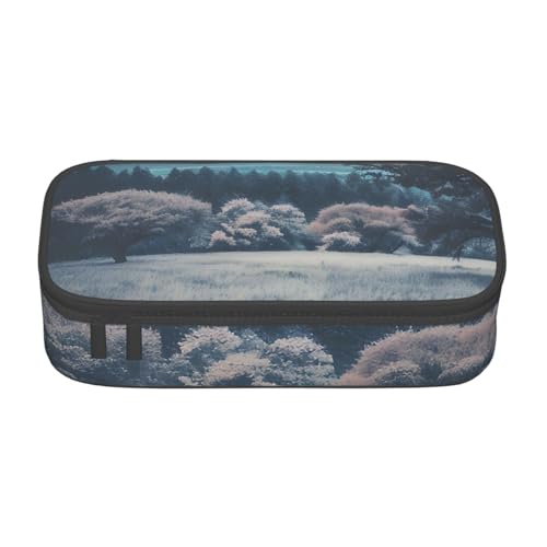 lootpe Federmäppchen mit großem Fassungsvermögen, Motiv: Bäume im Querformat, Bürobedarf-Organizer, tragbare Stifttasche für Büro von lootpe