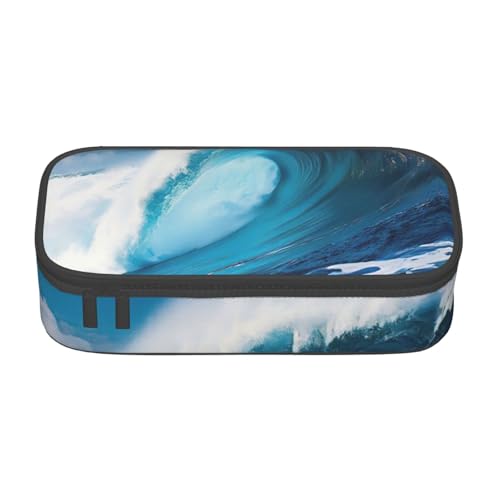 lootpe Federmäppchen mit großem Fassungsvermögen, Motiv: Big Ocean Wave HD-Druck, Bürobedarf-Organizer, tragbare Stifttasche für Büro von Lootpe