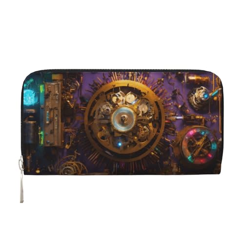 lootpe Gears Clock Bronze Century Print Damen-Geldbörse, Kreditkartenhalter, Handygeldbörse, lange Clutch Handtasche von Lootpe