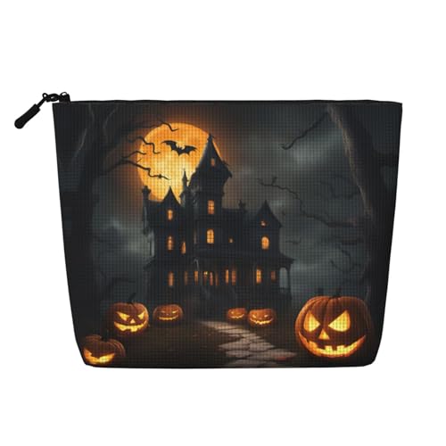 lootpe Halloween Horror Print Reise Make-up Tasche Große Kapazität Kosmetiktaschen für Frauen Tragbare Kosmetiktasche Kulturbeutel von lootpe