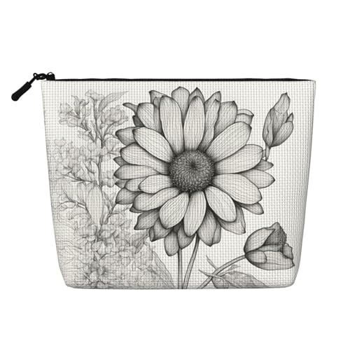lootpe Handgezeichnete Blume 1 Druck Reise Make-up Tasche Große Kapazität Kosmetiktasche für Frauen Tragbare Kosmetiktasche Kulturbeutel von Lootpe