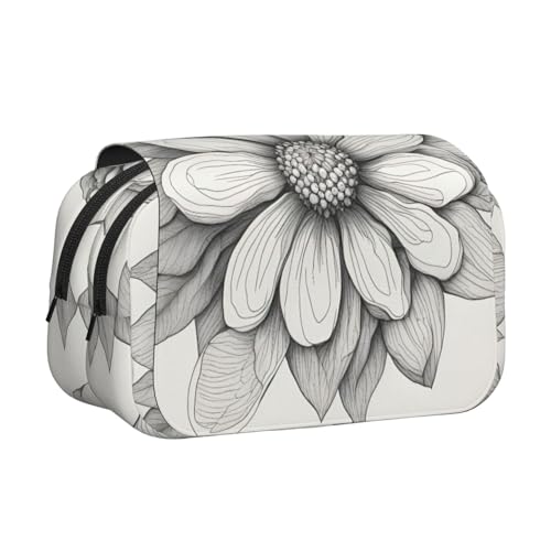 lootpe Handgezeichnetes Federmäppchen mit Blumendruck, großes Fassungsvermögen, Markertasche, Schreibwaren-Organizer-Tasche, tragbare Büro-Stifttasche von lootpe