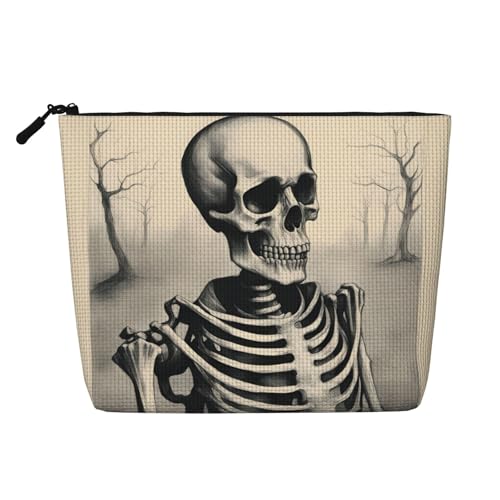 lootpe Interessante Kosmetiktasche mit Skelett-Druck, große Kapazität, Kosmetiktasche für Damen, tragbare Kosmetiktasche, Kulturbeutel von Lootpe