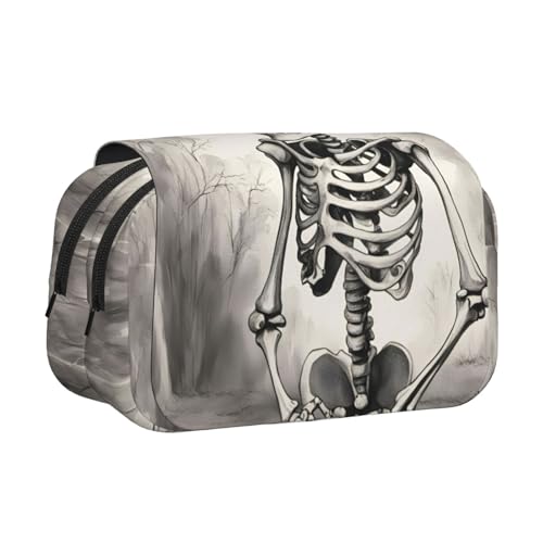 lootpe Interessantes Federmäppchen mit Skelett-Druck, großes Fassungsvermögen, Markertasche, Schreibwaren-Organizer-Tasche, tragbare Büro-Stifttasche von lootpe