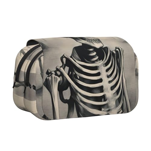 lootpe Interessantes Federmäppchen mit Skelett-Druck, großes Fassungsvermögen, Markertasche, Schreibwaren-Organizer-Tasche, tragbare Büro-Stifttasche von lootpe