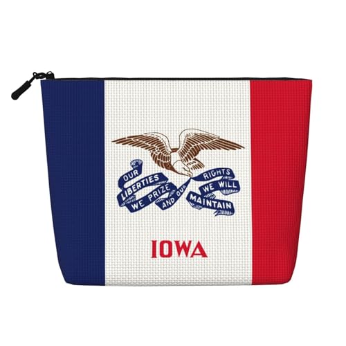 lootpe Iowa Kosmetiktasche mit Staatsflaggen-Druck, große Kapazität, Kosmetiktasche für Damen, tragbare Kosmetiktasche, Kulturbeutel von lootpe