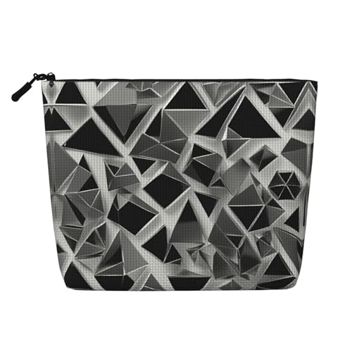 lootpe Kosmetiktasche mit silbernem geometrischem Figurendruck, große Kapazität, Kosmetiktasche für Damen, tragbare Kosmetiktasche, Kulturbeutel von Lootpe